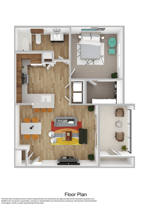 Floor plan for 1 bed, 1 bath, 695 sqft